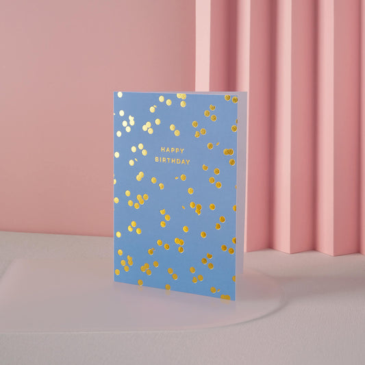 Gold Confetti Happy Birthday Card - The Moonlit Press