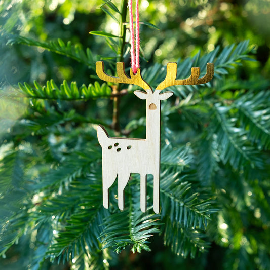 Wooden Deer Christmas Decoration