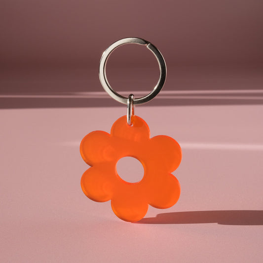 Orange Daisy Flower Keyring and silver ring