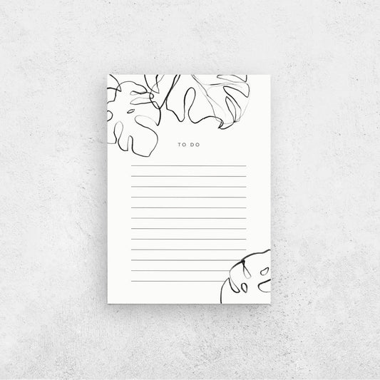 A6 Monstera To Do List Notepad - The Moonlit Press UK