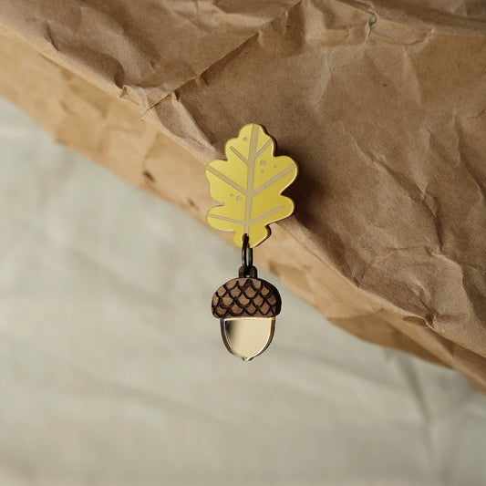 Oak Leaf and Acorn Brooch - The Moonlit Press
