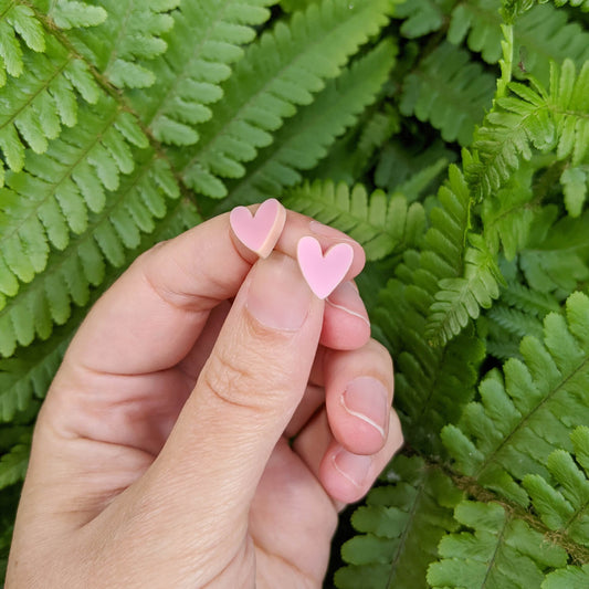 Dainty Pastel Pink Heart Studs - The Moonlit Press