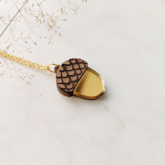 Gold Acorn Necklace - The Moonlit Press UK