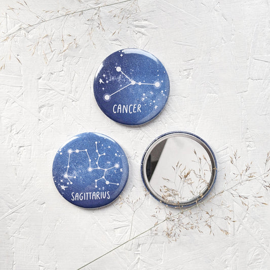 Zodiac Constellation Pocket Mirror - The Moonlit Press UK