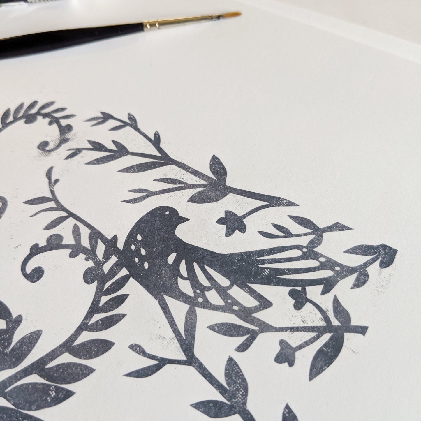 Woodland Ferns and Bird Print