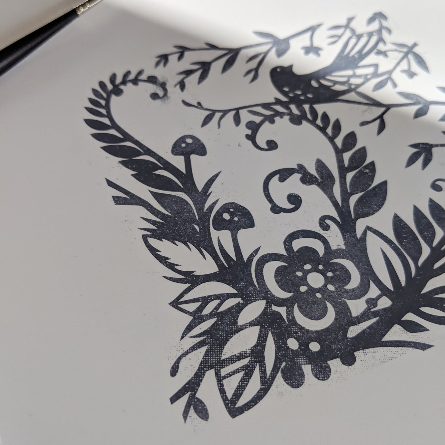 Woodland Ferns and Bird Print