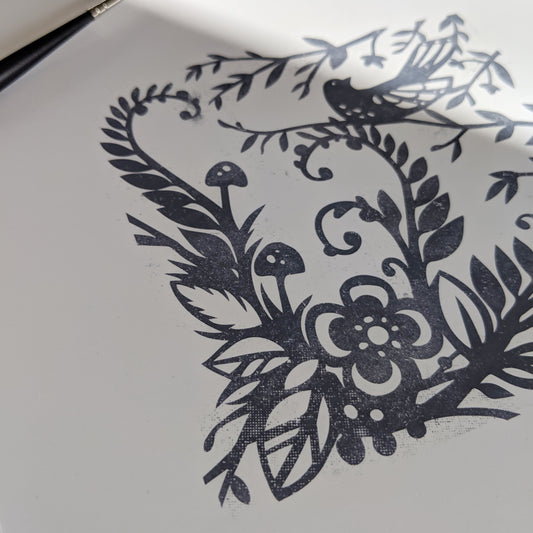 Woodland Ferns and Bird Print