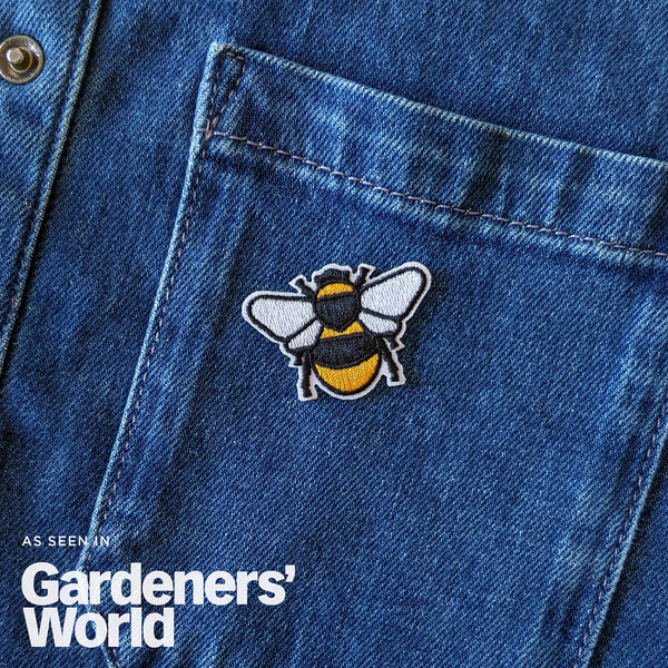 Pair Of Flower & Bee Embroidered Patches – Iron-On Or Sew-On For Jeans, Bags, Jackets – UK Made, Cloth, Vintage Style