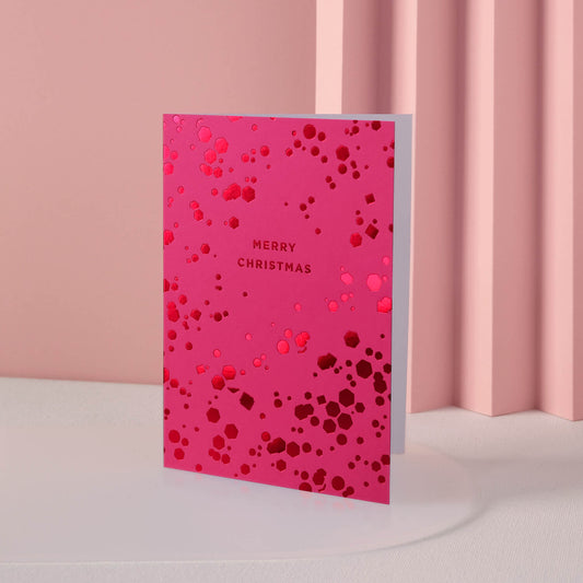 Luxury Pink Merry Christmas Card - The Moonlit Press