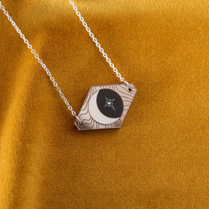 Moon and Star Necklace on a silver chain - The Moonlit Press