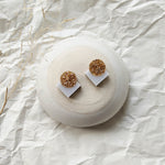 Load image into Gallery viewer, Dainty Gold Glitter and Grey Stud Earrings Handmade in the UK
