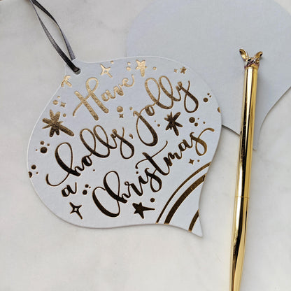 Die Cut Christmas Card Decoration - Have a holly, jolly Christmas greeting