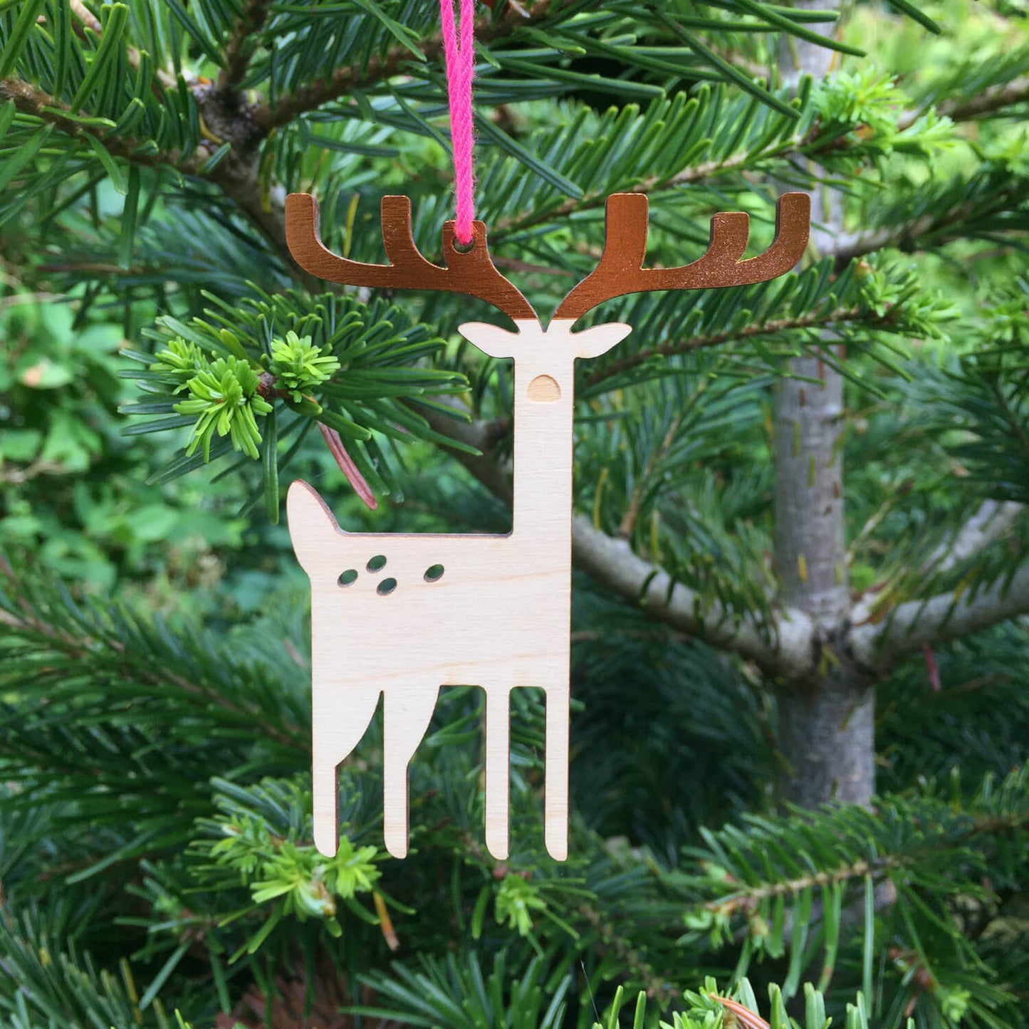 Wooden Deer Christmas Decoration - The Moonlit Press