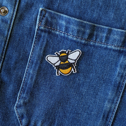 Iron On Bee Patch Small Embroidered The Moonlit Press UK