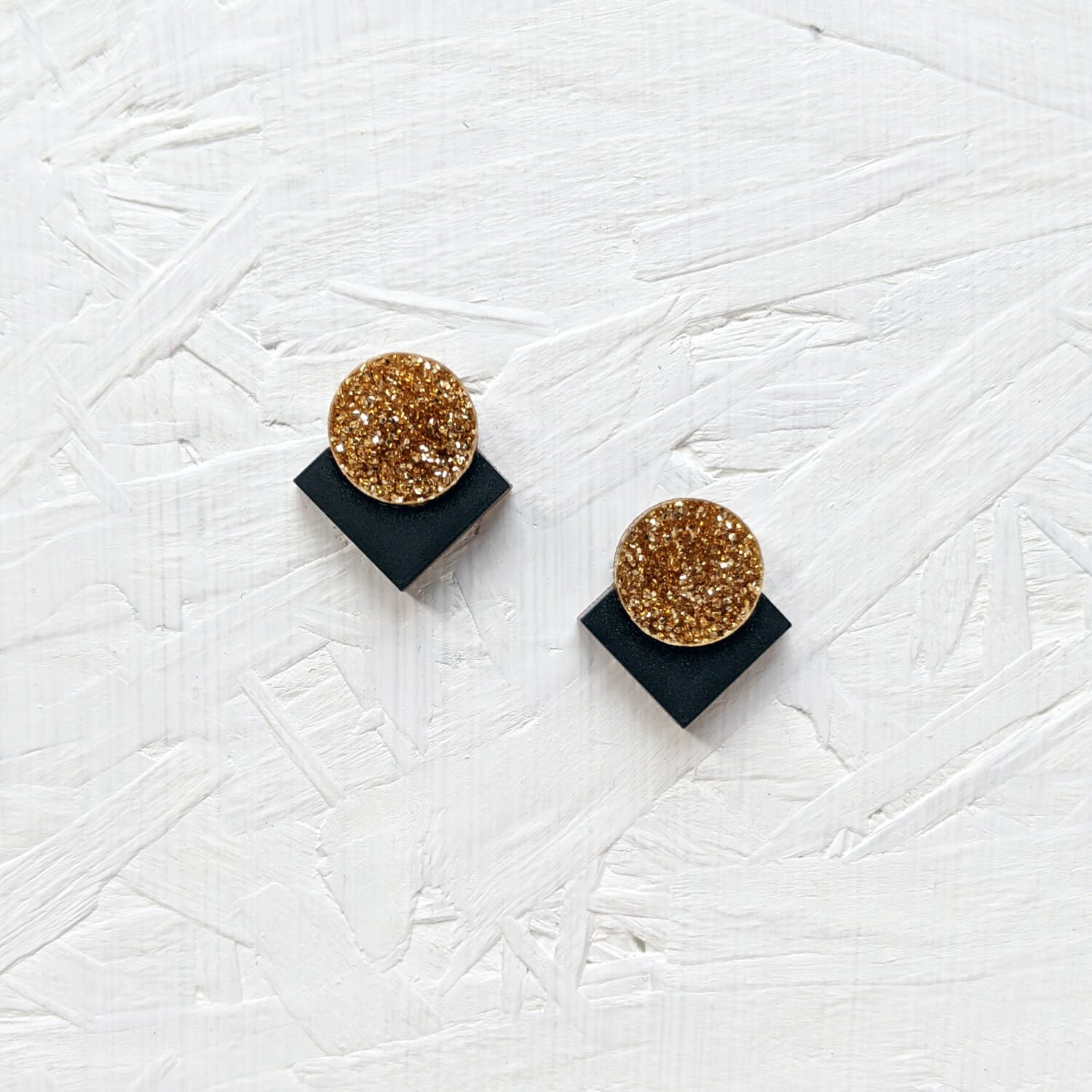 Small Gold Glitter and Black Studs - The Moonlit Press