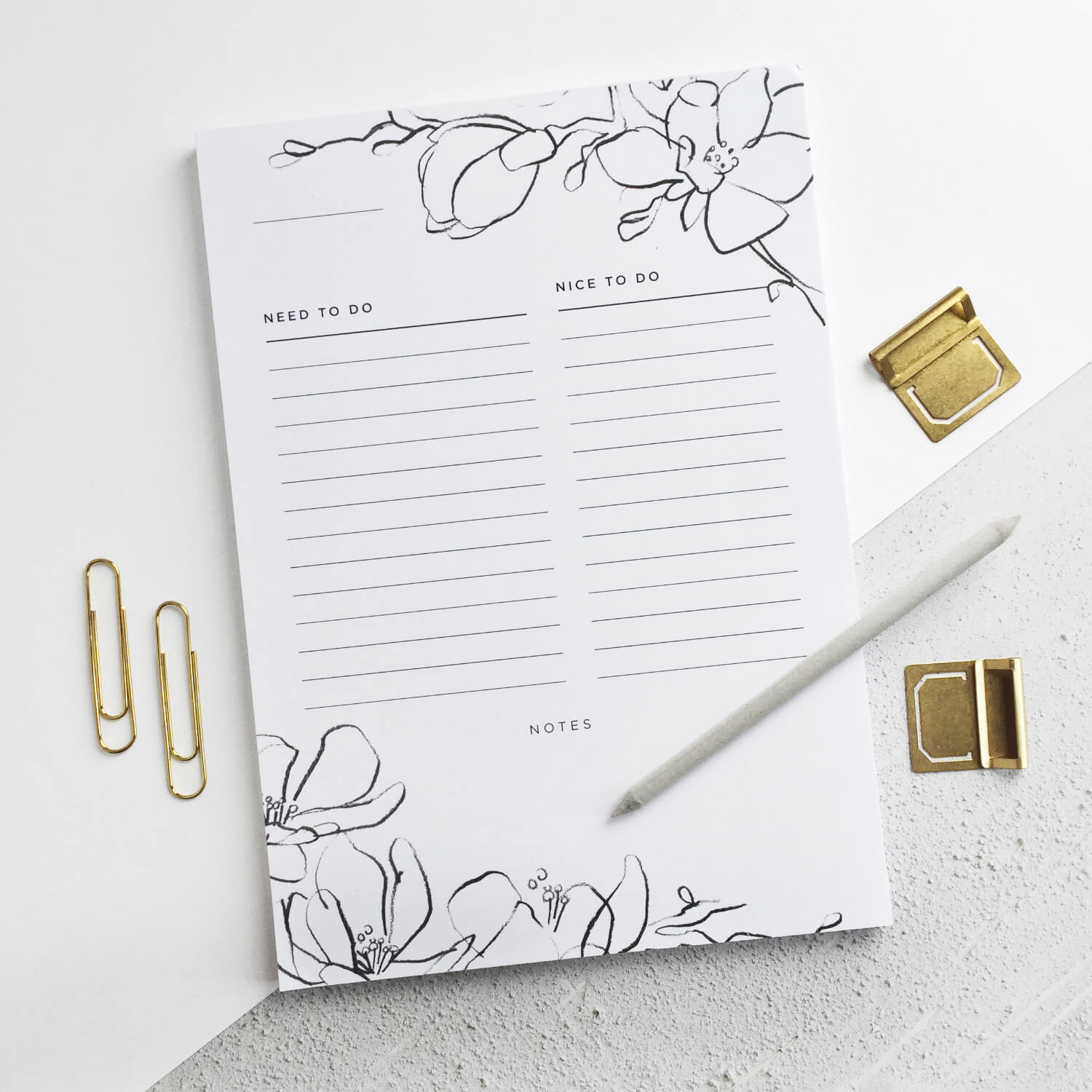 A5 Floral To-Do List Notepad - The Moonlit Press