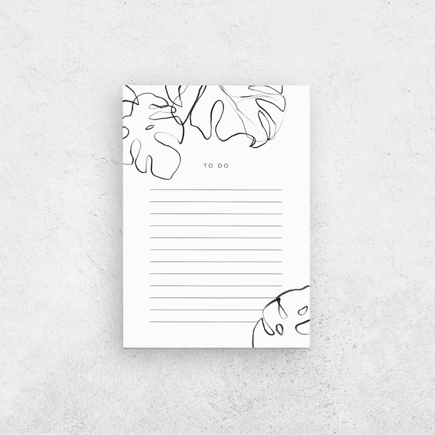 A6 Monstera To Do List Notepad - The Moonlit Press UK