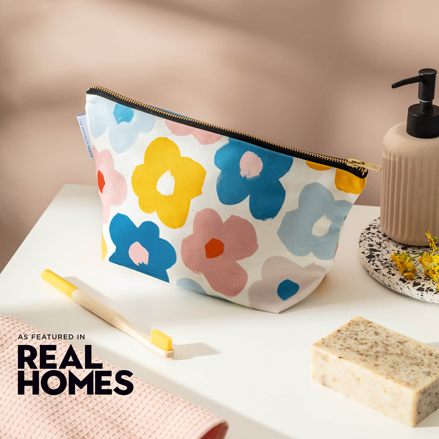 Floral Wash Bag featured in Real Homes Magazine - The Moonlit Press