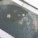 Load image into Gallery viewer, Gold Stars and Snowflakes Close Up Print Detail
