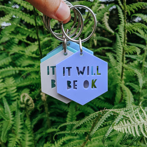 It Will Be OK Keyrings in Pastel Colours