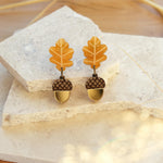 Load image into Gallery viewer, Oak Leaf and Acorn Drop Earrings - The Moonlit Press UK
