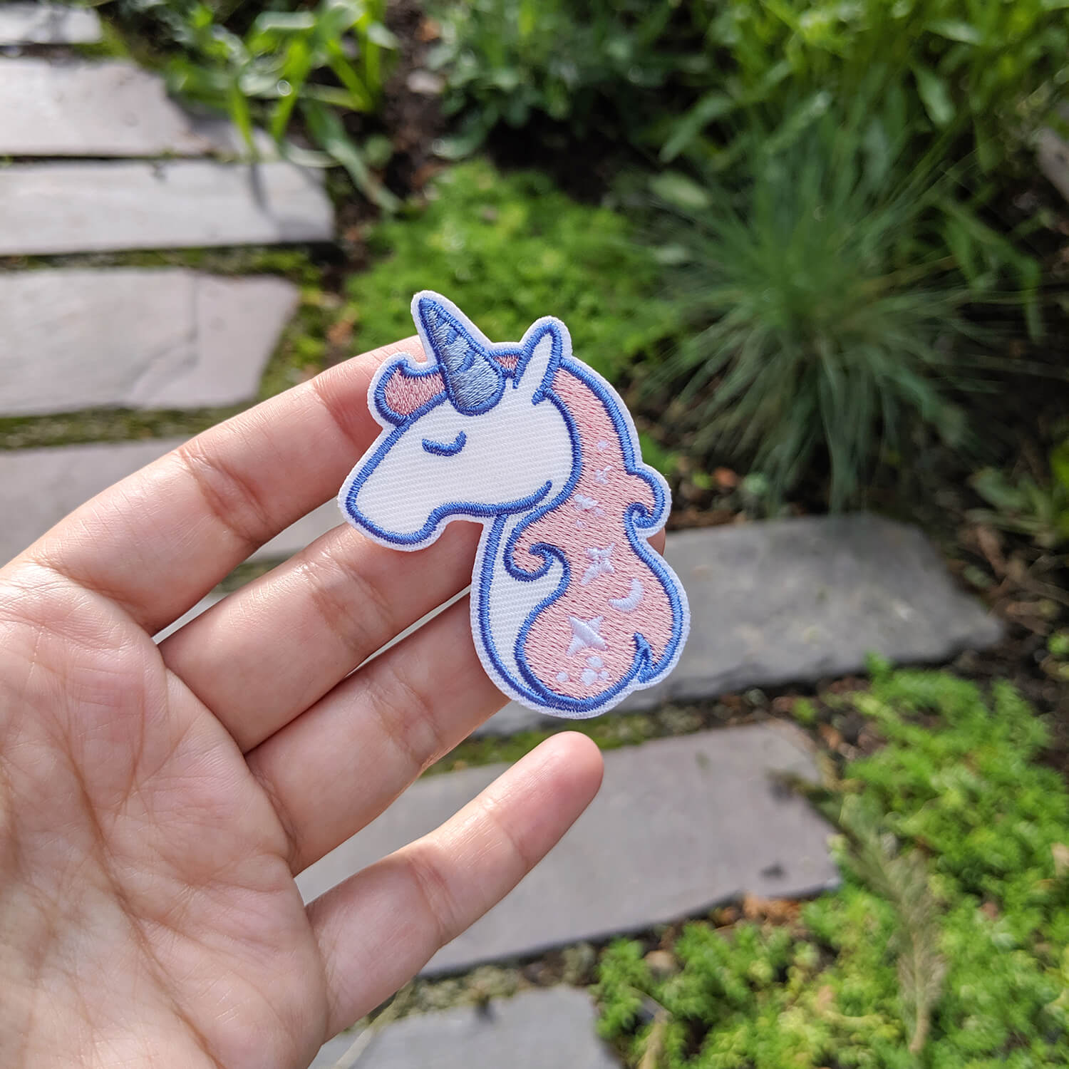 Pink Unicorn Embroidered Patch - The Moonlit Press UK