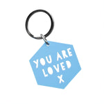 Load image into Gallery viewer, You Are Loved Keyring in Blue - The Moonlit Press
