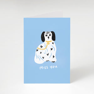 Miss You Staffordshire Pottery Dog Card - The Moonlit Press