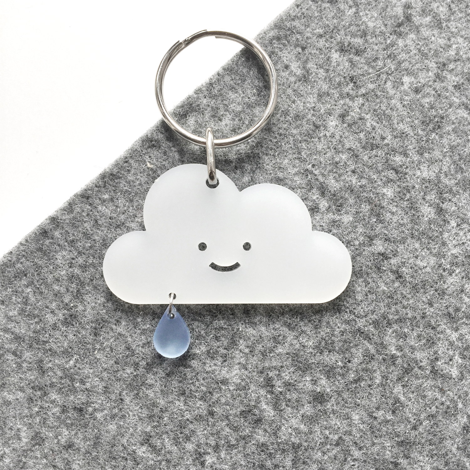 Cloud and Raindrop Keyring - The Moonlit Press