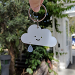 Load image into Gallery viewer, Cloud and Blue Raindrop Keyring
