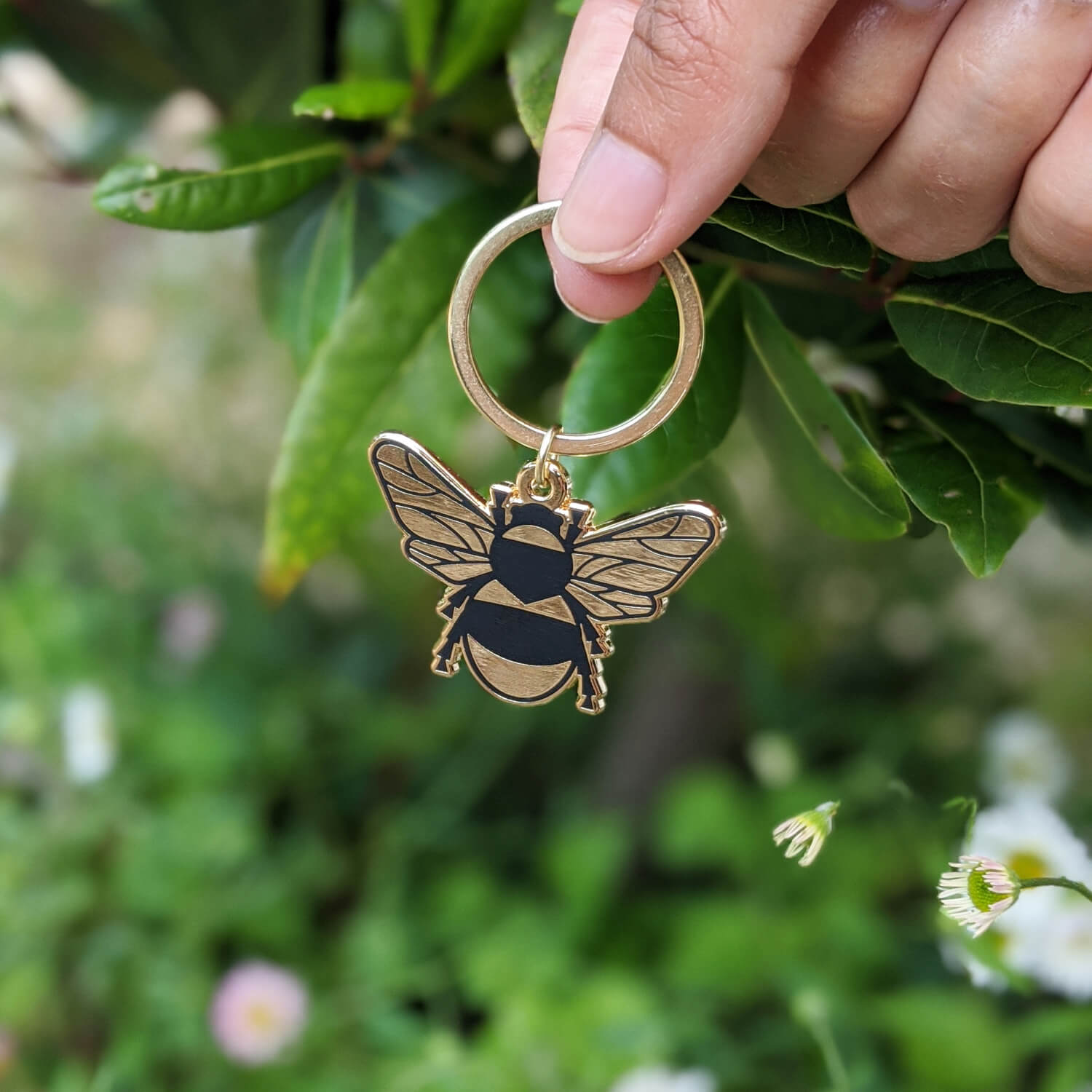 Gold Bee Enamel Keyring - The Moonlit Press