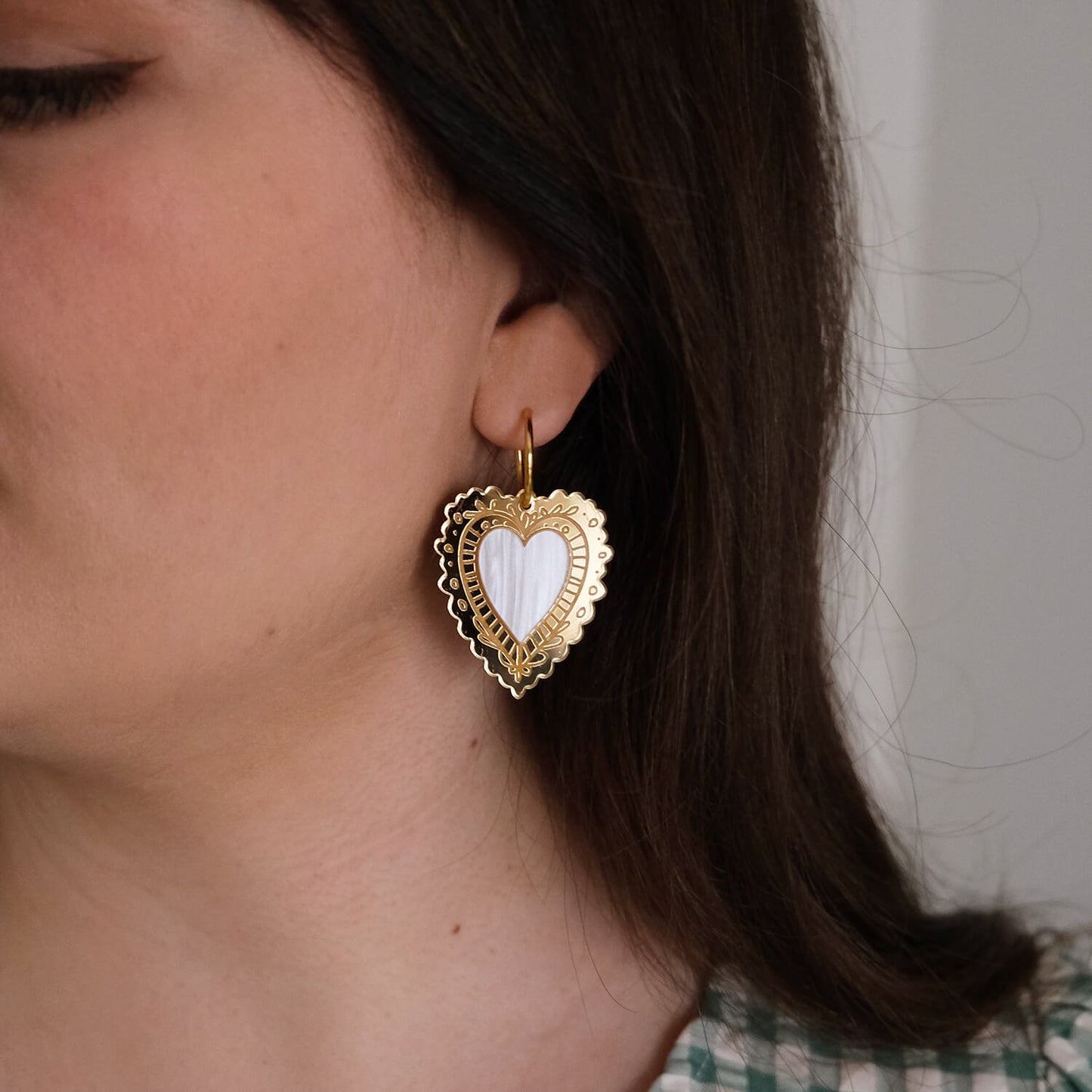 Gold Sacred Heart Hoop Earrings - The Moonlit Press