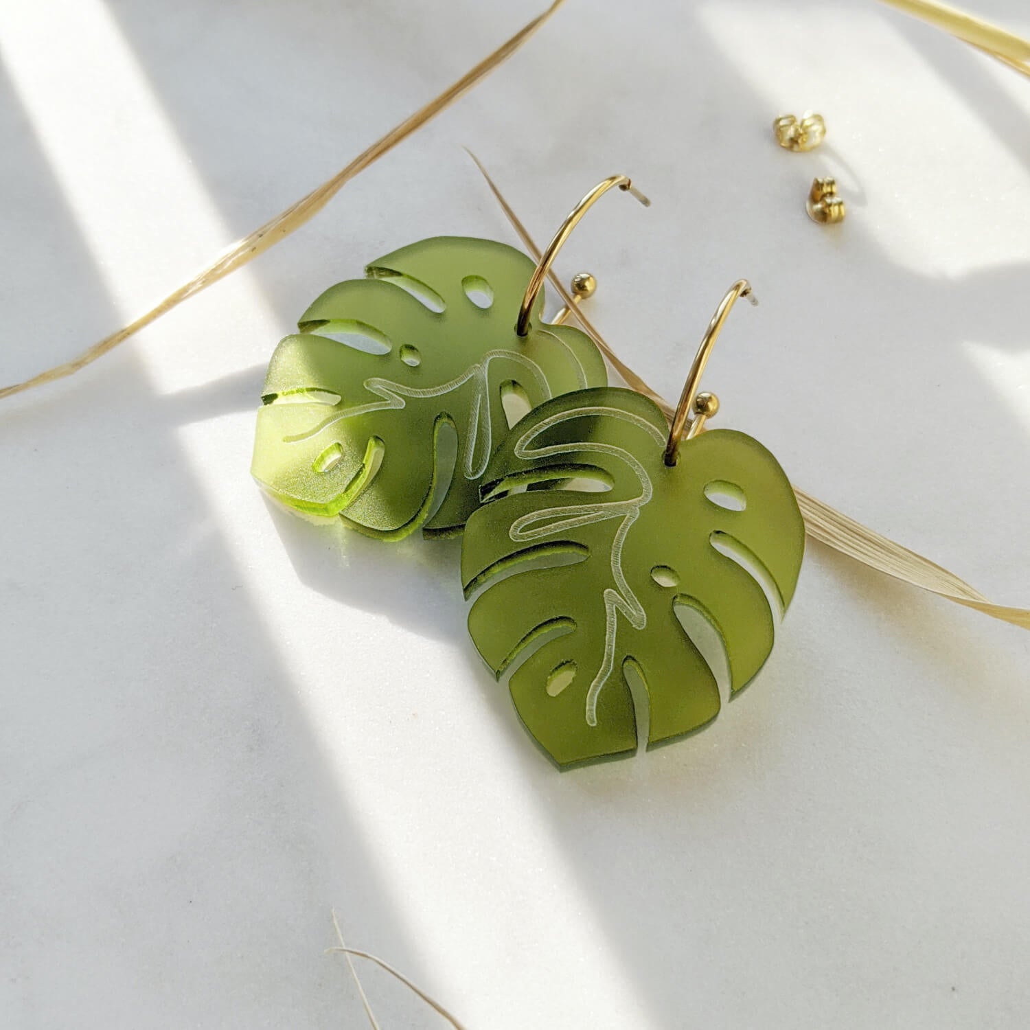 Large Monstera Hoops - The Moonlit Press
