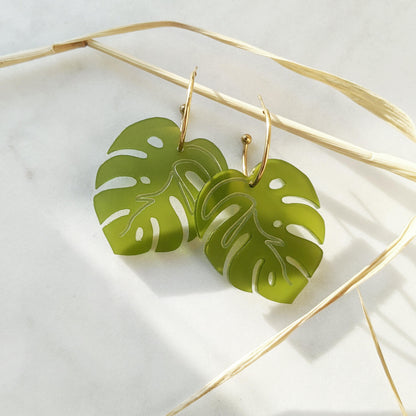 Large Monstera Hoop Earrings - The Moonlit Press
