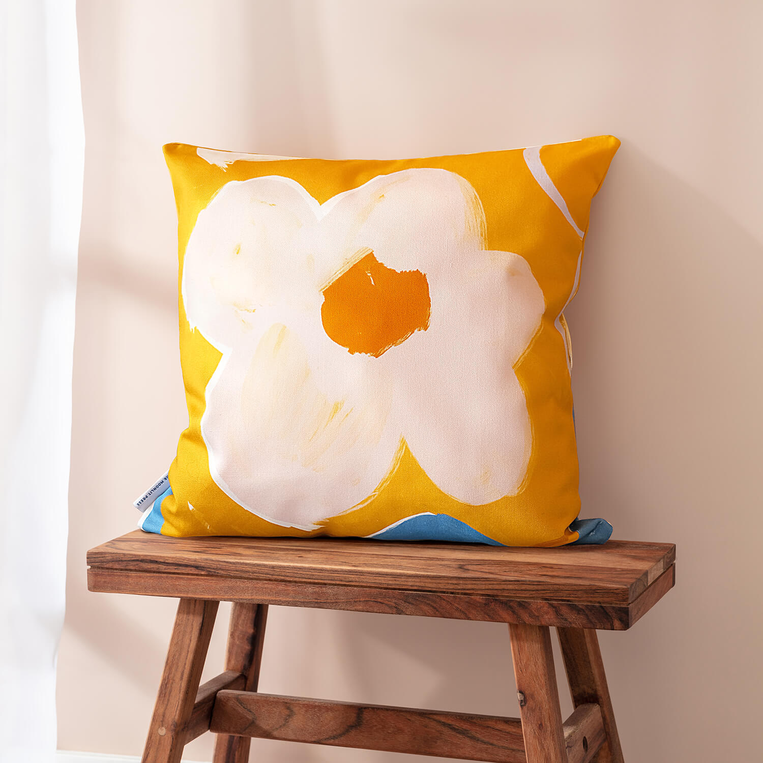 Large Ochre Flower Cushion - The Moonlit Press