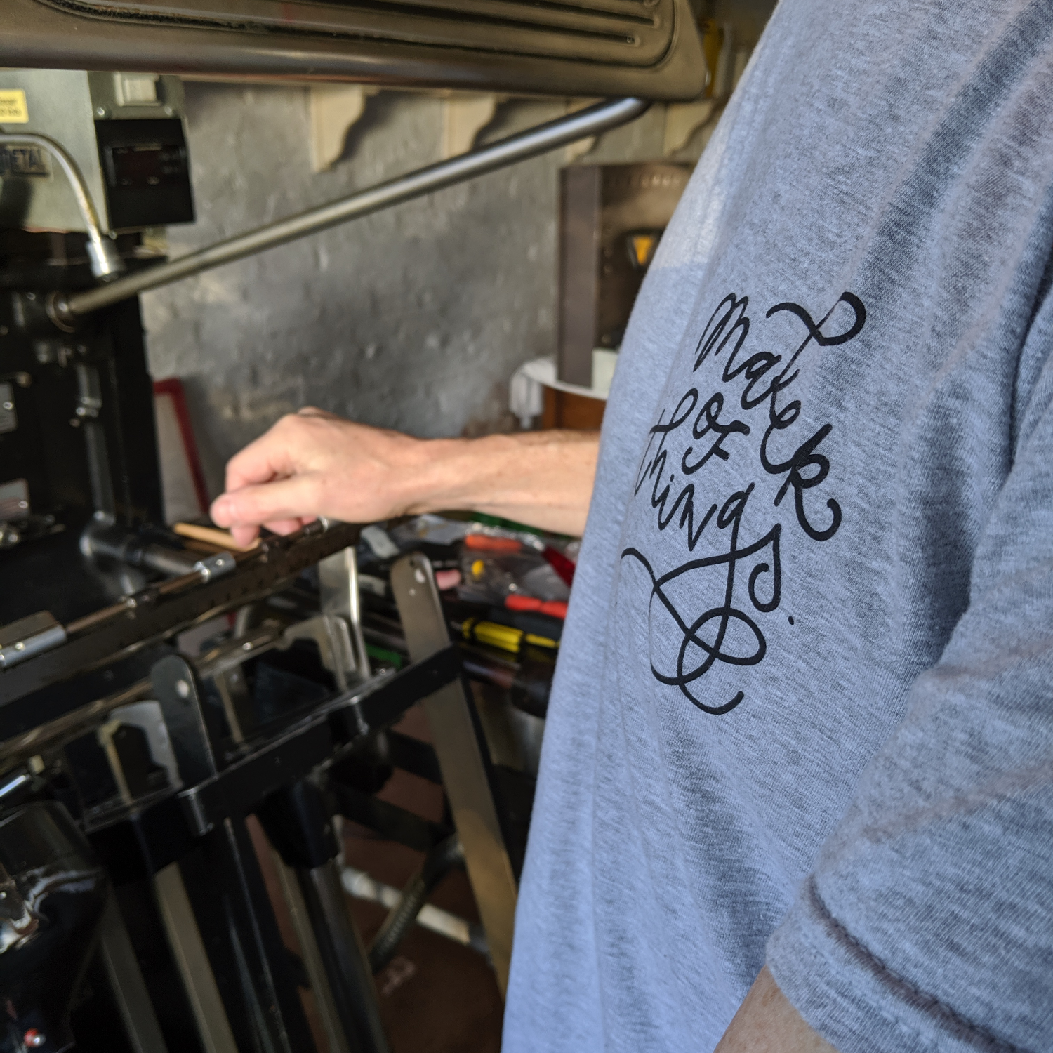 maker of things screen printed t-shirt by the moonlit press