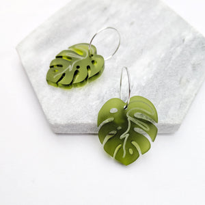Monstera Leaf Hoop Earrings - The Moonlit Press