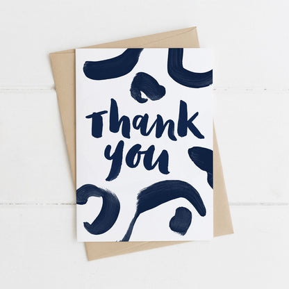 Simple Navy Thank You Card with Eco Kraft Envelope - The Moonlit Press UK