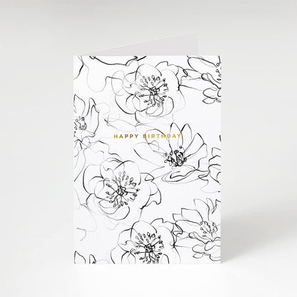 Peony Flower Happy Birthday Card - The Moonlit Press UK