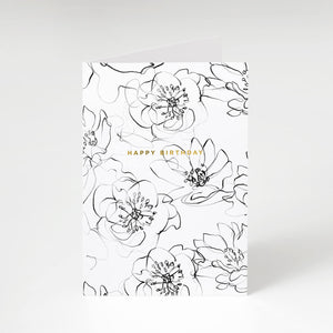 Peony Flower Happy Birthday Card - The Moonlit Press UK