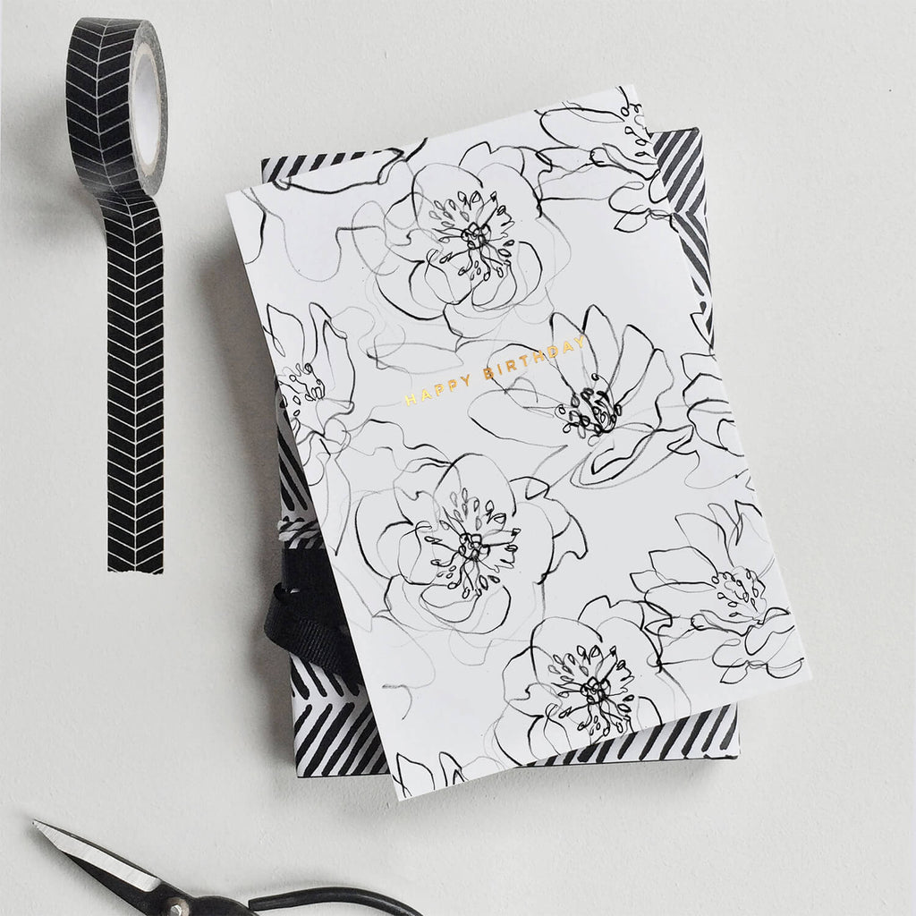 Peony Happy Birthday Card - The Moonlit Press UK