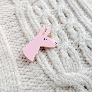 Pastel Pink Acrylic Llama Brooch - The Moonlit Press UK