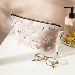 Pink Dog Print Wash Bag - The Moonlit Press