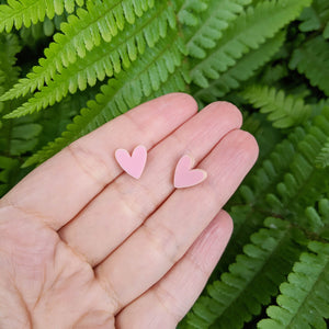 Tiny Pink Hearts Stud Earrings - The Moonlit Press