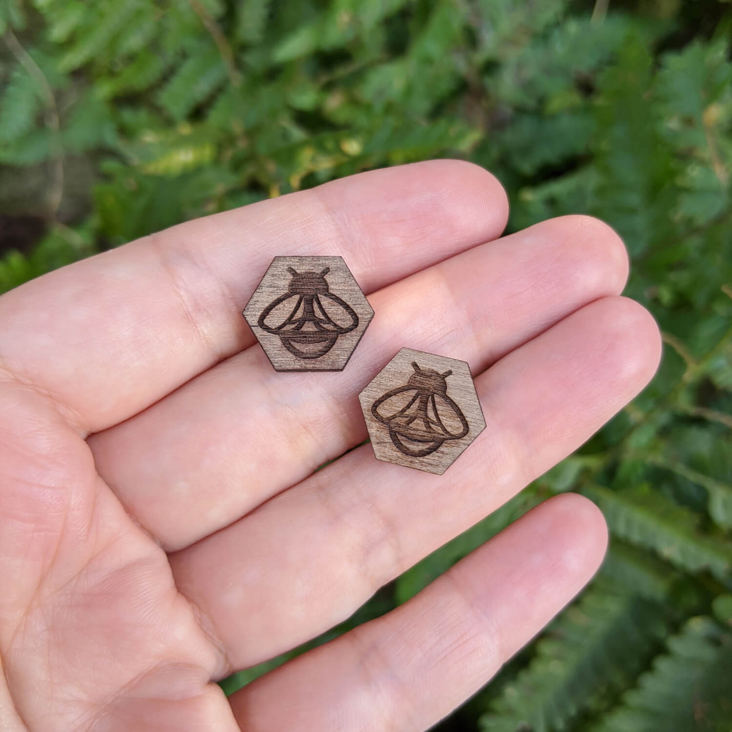 Small Wooden Stud Earrings for Bee Lovers - The Moonlit Press