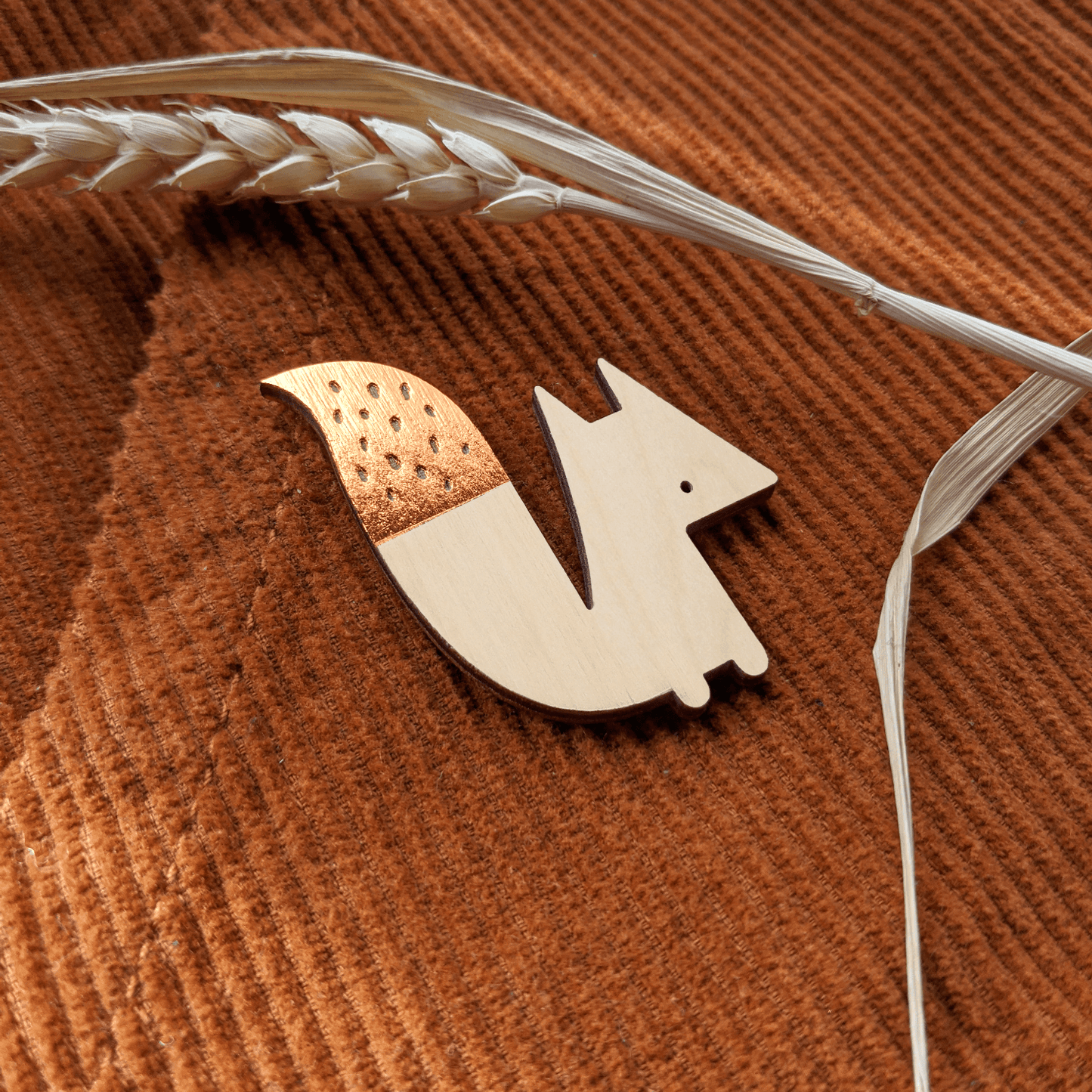 Wooden Fox Brooch - The Moonlit Press